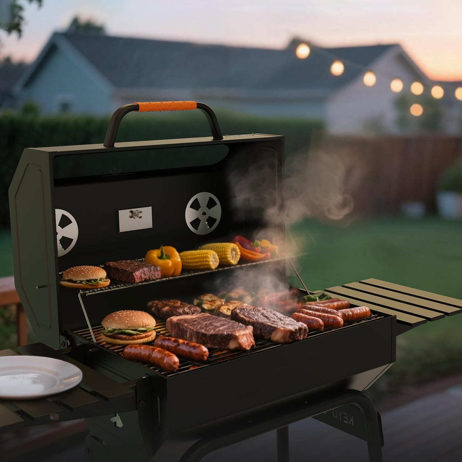 bleujardin 23 pouces barbecue pentagonal, chromé, 469 Sq In-23 Pouces