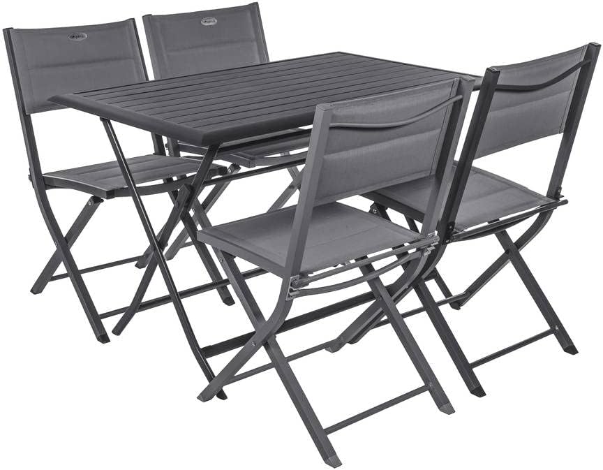 bleujardin - Azua - table pliante 4 places, alu époxy gris graphite