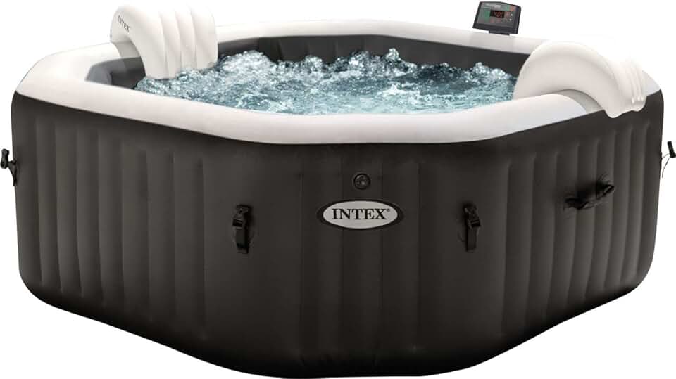 bleujardin Pure SPA Octagon - 201x71 cm - 4 pers, eau salée, 795 l, noir - 28458