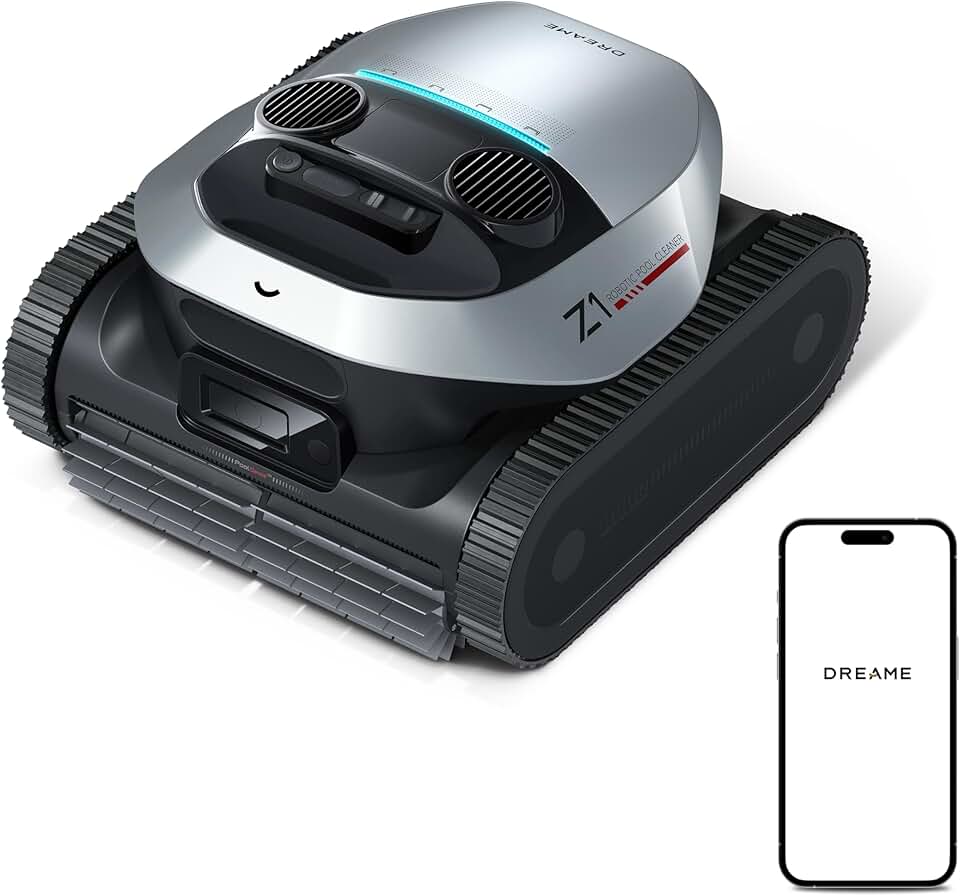 bleujardin Z1 Robot Piscine sans Fil, Puissance d'Aspiration 30 000 LPH, Nettoyage du Fond, Parois et Ligne d'eau, 240 Min, Jusqu'à 180 m²