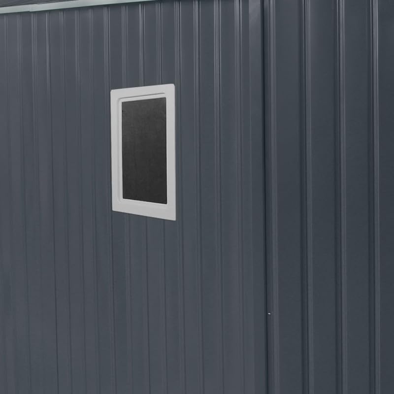 Abri de jardin acier galvanisé - 13m², parois 175cm, fenêtre, kit ancrage