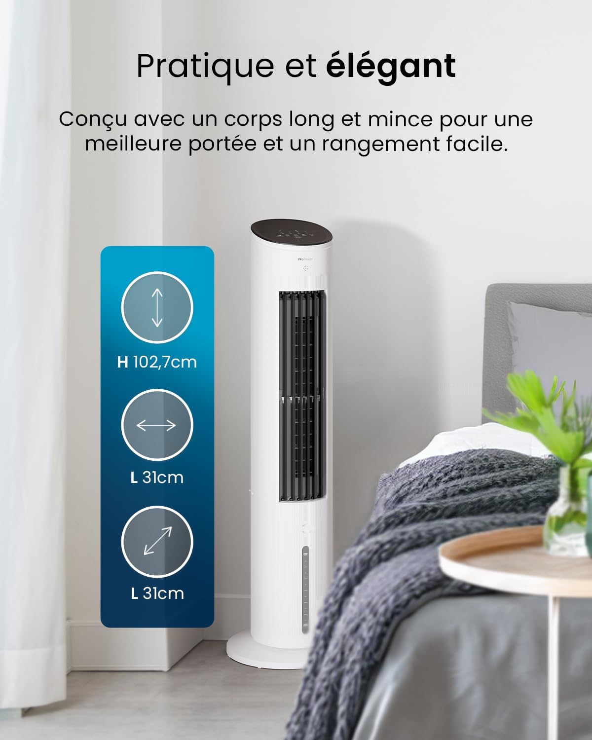 bleujardin - OmniAir - 5L - 3 vitesses, 4 modes, minuterie 7h, clim mobile