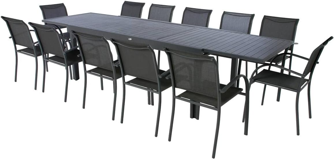 bleujardin - Piazza - 230/340x100 cm - table extensible 12 places, aluminium antirouille