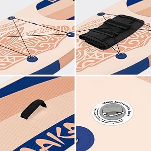 bleujardin Planche stand up paddling abricot Makani 320x80x15 cm SUP gonflable Planche paddle surf