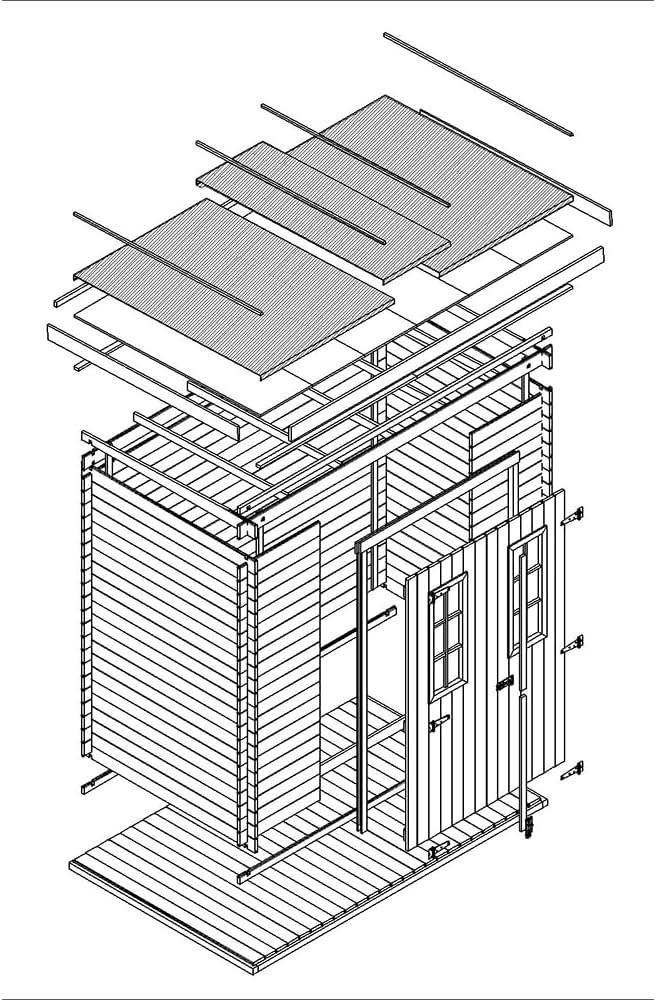 Abri de Jardin en Bois avec Sol TRAITÉ - Stockage extérieur l239xL142xH200cm/2.63 m2 - Petit abri à Outils, Local à vélos - bleujardin M310C+M310G