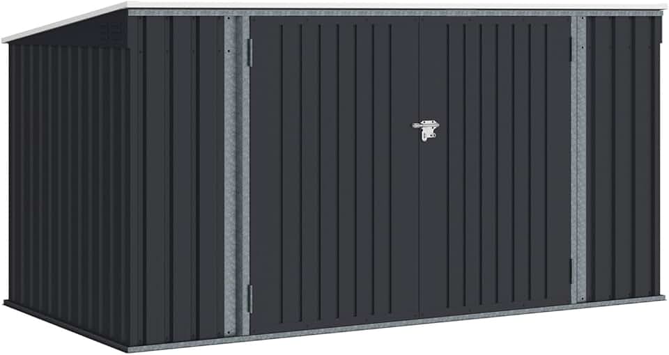 bleujardin - Abri de jardin XXL métal gris anthracite, verrouillable, multi-rangement, 340x382x180 cm