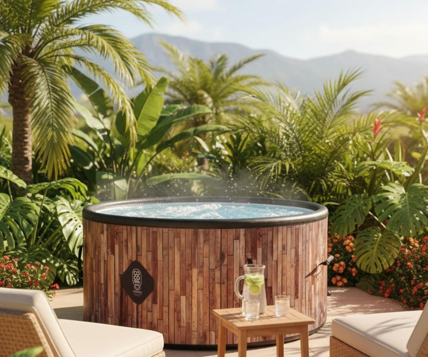 bleujardin Bali Spa Gonflable - 150 cm de diamètre - 800 litres - Moteur 2240 W - 2 à 4 Personnes - Massage 140 Jets