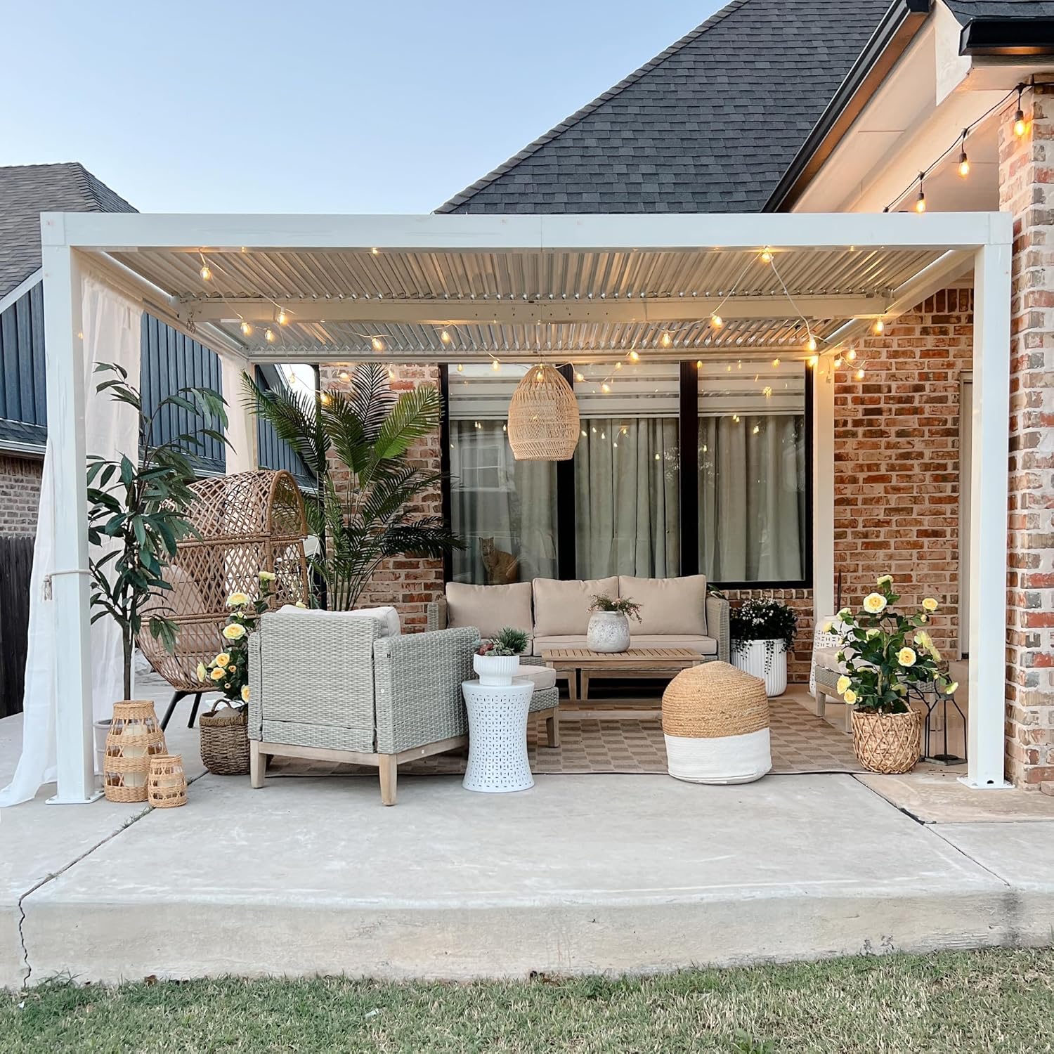 bleujardin - Pergola Bioclimatique - 4,24x3m - Aluminium, lames orientables, blanc