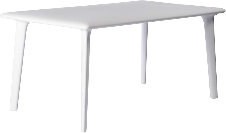 bleujardin - Dessa - Table de jardin rectangulaire 160x90 cm blanche
