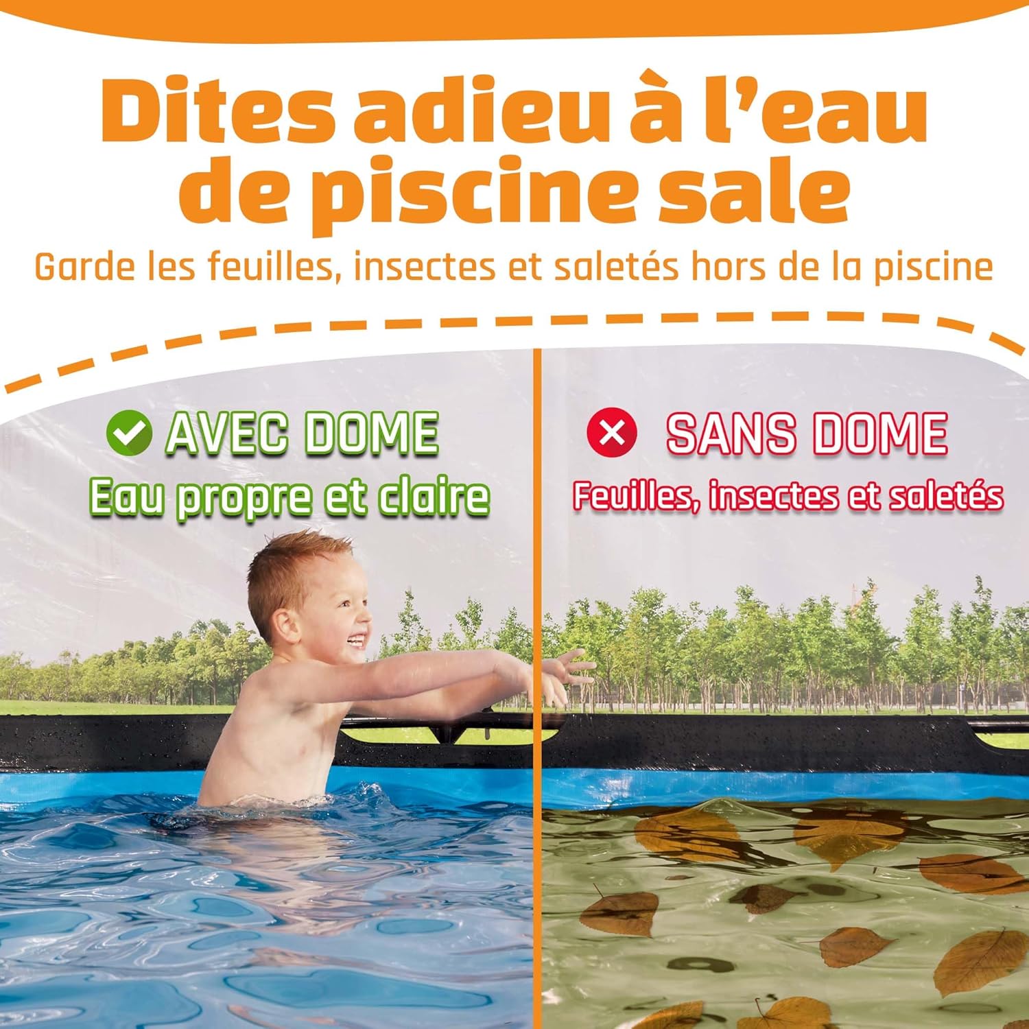 bleujardin - Dôme de Piscine - ø366cm - Abri pivotant, installation facile, eau chaude