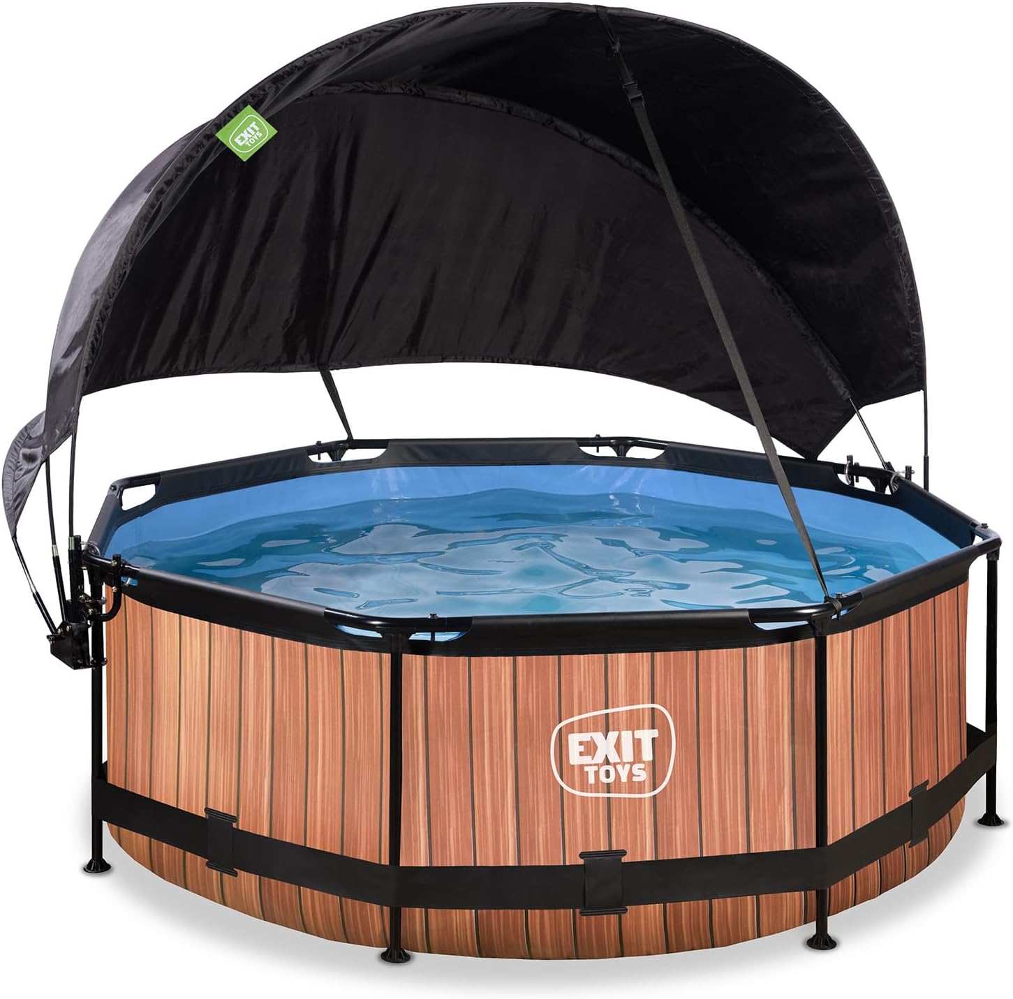 bleujardin Piscine Lime avec Voile d'Ombrage - ø244x76cm - Piscine Hors Sol Ronde avec Pompe Filtrante à Cartouche - Protection Optimale Contre Les Rayons UV - Entrée Basse - Design Unique - Vert