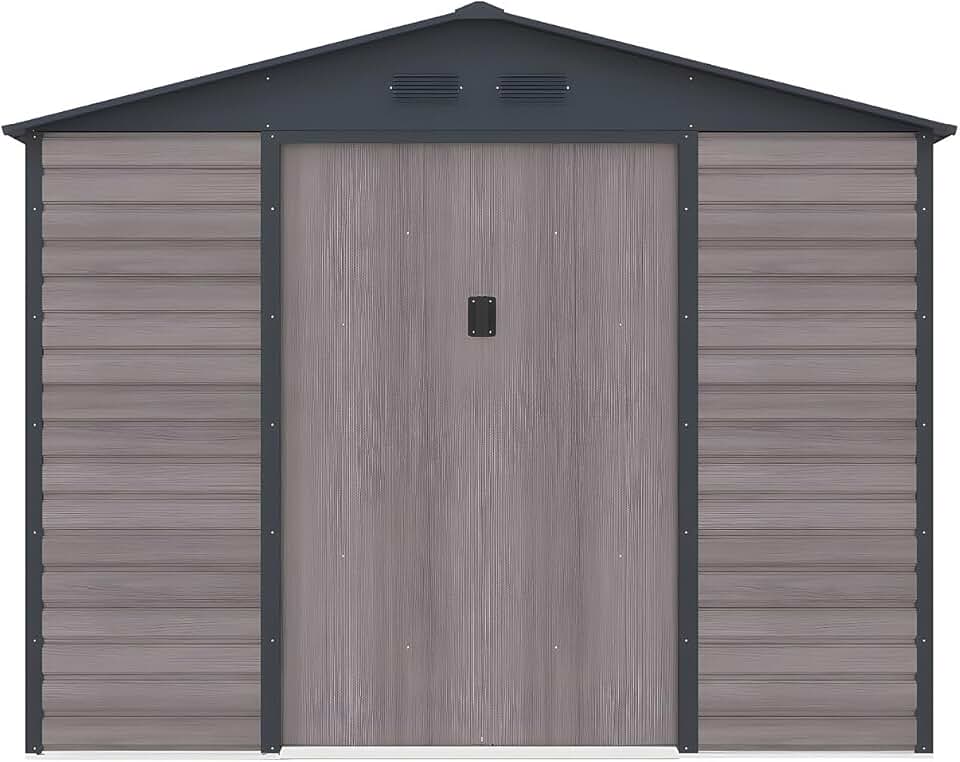 bleujardin - ADELMO - abri jardin métal 5,40m² acier galva bois gris