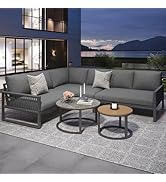 bleujardin Ensemble Salon de Jardin Exterieur 6/8 Personnes, Canapé d'angle Aluminium Métallique ave...