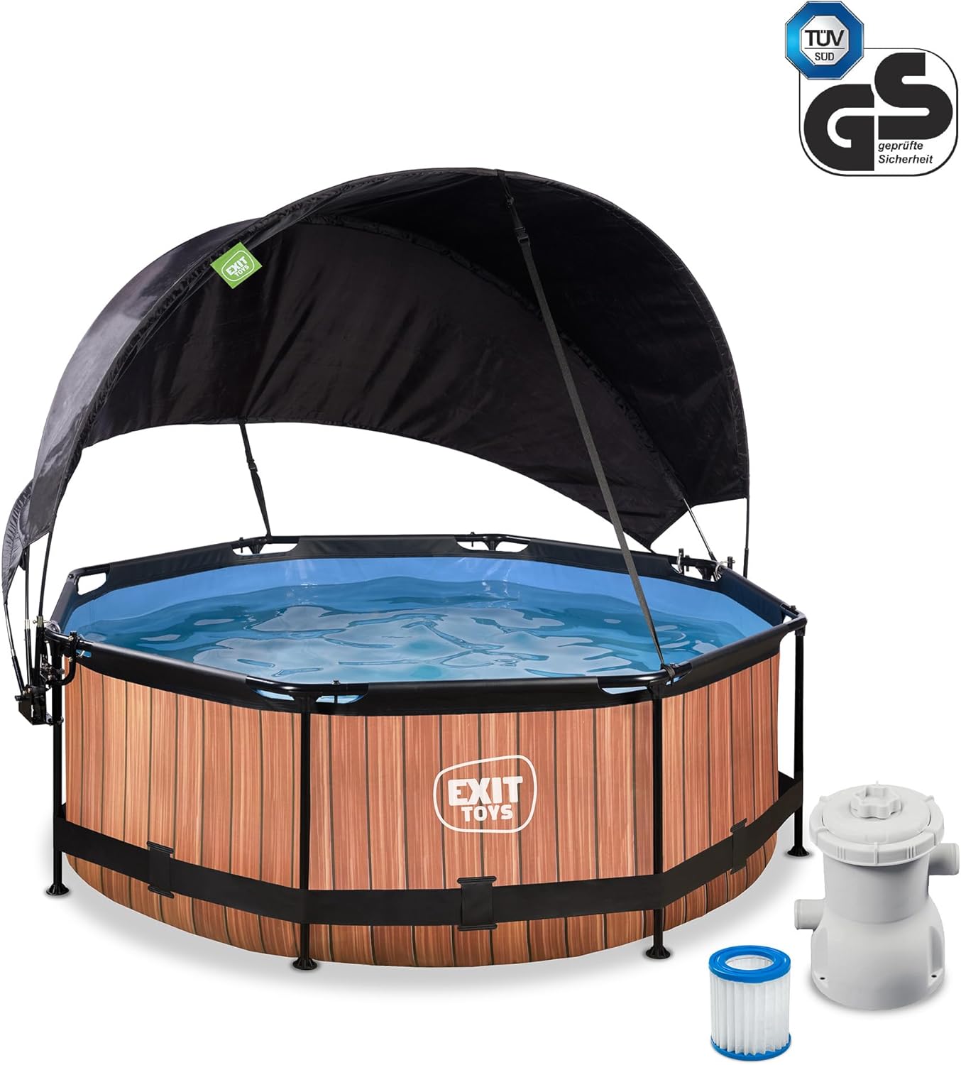 bleujardin Piscine Lime avec Voile d'Ombrage - ø244x76cm - Piscine Hors Sol Ronde avec Pompe Filtrante à Cartouche - Protection Optimale Contre Les Rayons UV - Entrée Basse - Design Unique - Vert