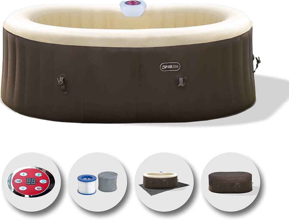 bleujardin - Bain à remous Ovale - 190x120x65 cm - Pompe 30 W, 550 L