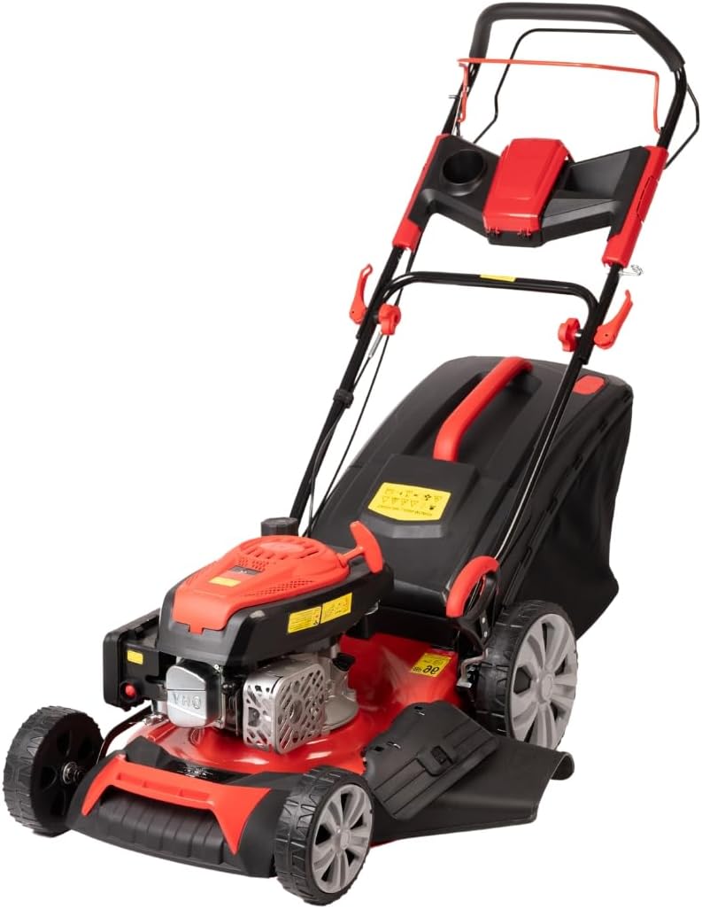 bleujardin Tondeuse à gazon à explosion automotrice 4in1-4 CV, Tondeuse à gazon thermique autoportée - Moteur 170cc 4 temps avec autotraction - Largeur de coupe 51 cm - Mulching - Panier de collecte 60L