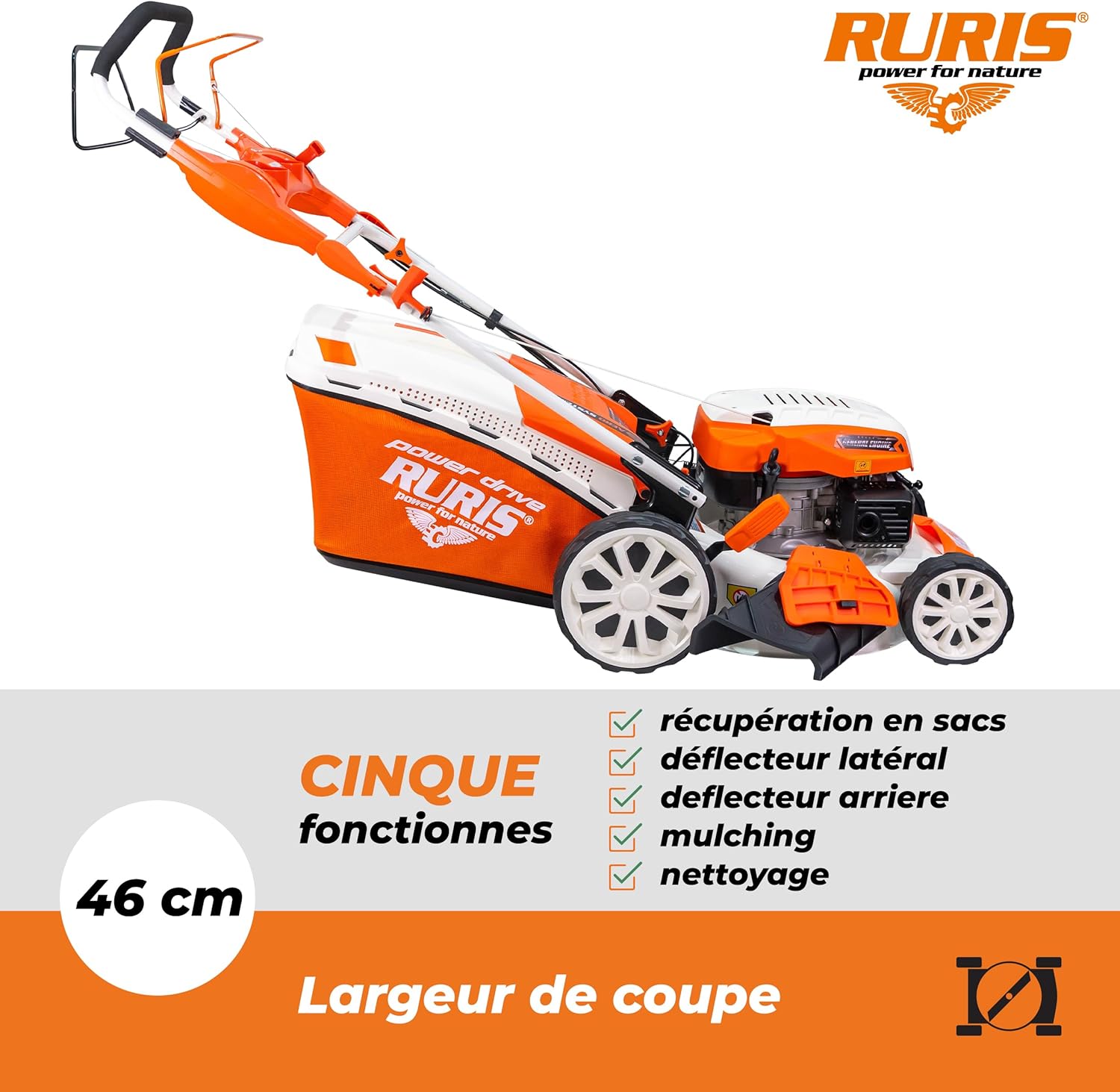 RURIS - RX300S - tondeuse thermique tractée 46cm 3,5CV 139CC