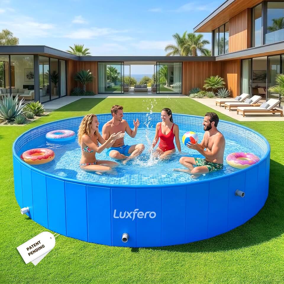bleujardin - Piscine tubulaire ronde - 228x228x50 cm - cadre métal robuste, pliable