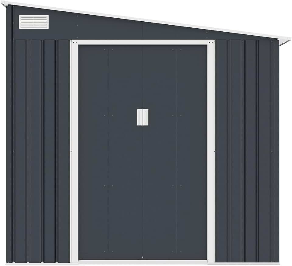 bleujardin - abri de jardin métal adossé 5,49 m² acier anthracite DAUSTIN