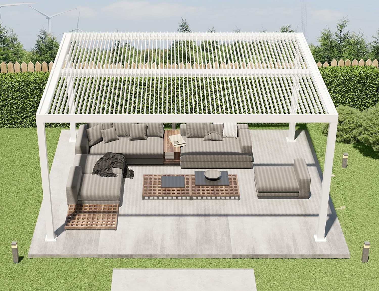 bleujardin - Pergola Bioclimatique, 4,8x3,68m, aluminium, lames orientables