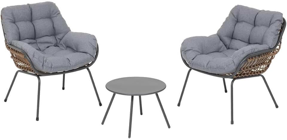 bleujardin - Paopao Duo - dimensions compactes - résine tressée, acier anticorrosion, coussins inclus
