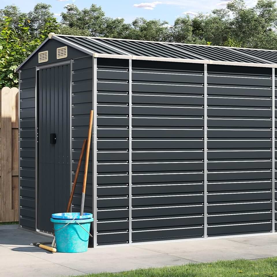 bleujardin Abri de Jardin Anthracite 191x640x198 cm Acier galvanisé,Abris De Jardin,Abri De Stockage pour Jardin,Abri D'Outils De Jardin