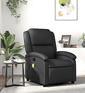 bleujardin Fauteuil de massage en cuir véritable Noir