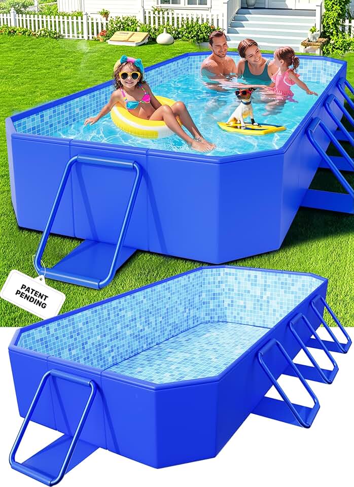 bleujardin - Piscine Tubulaire Metal Frame - 229x127x51 cm - rectangulaire, surdimensionnée, pliable, facile à ranger