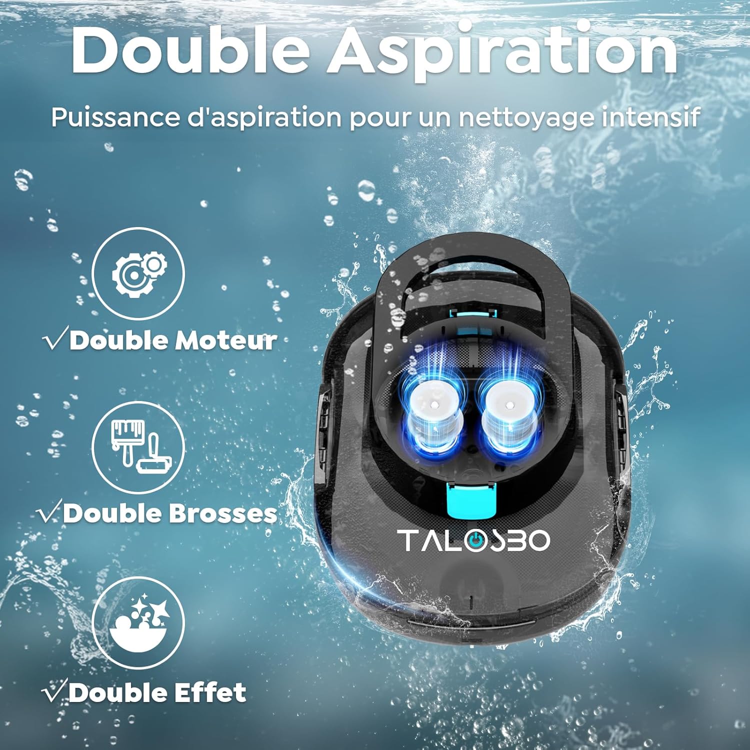 Robot piscine sans fil - S1PRO - compact, 120min autonomie, charge 2,5h, jusqu'à 100m², S1PRO