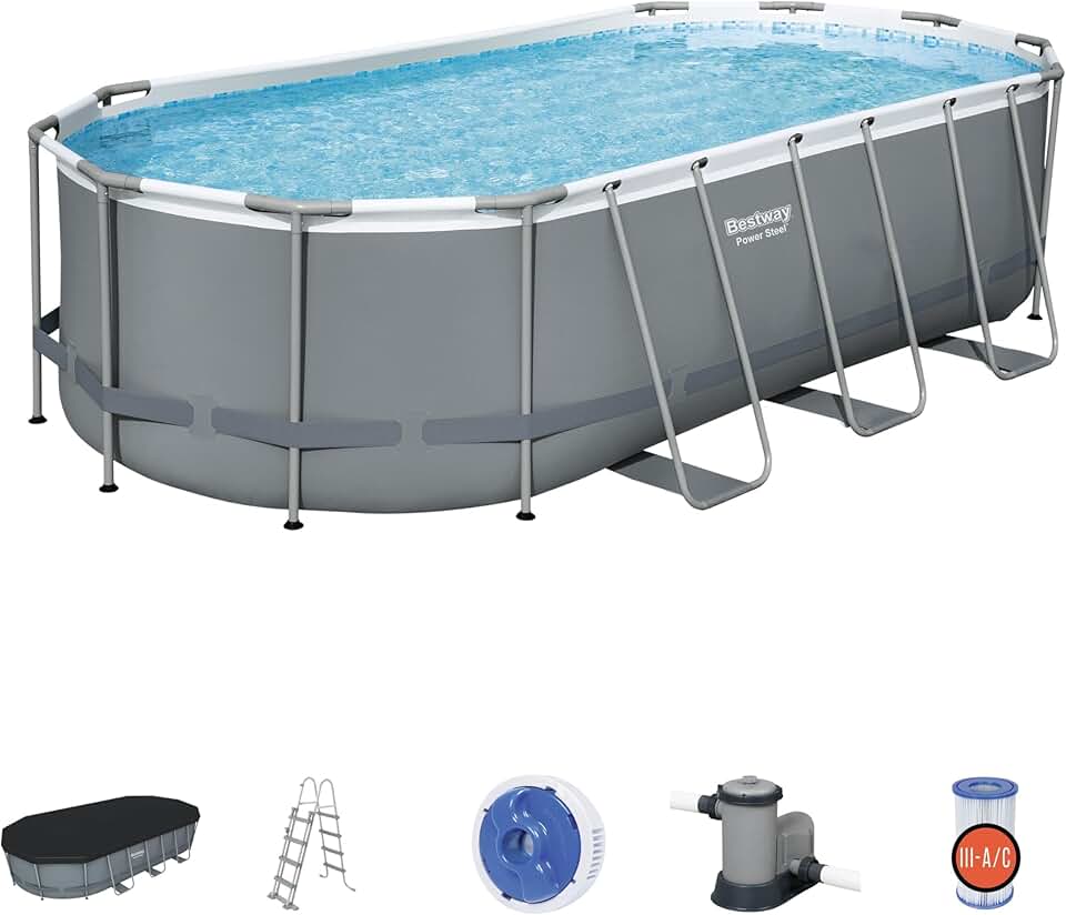 bleujardin - Power Steel - 549x274x122cm - Piscine hors sol avec accessoires