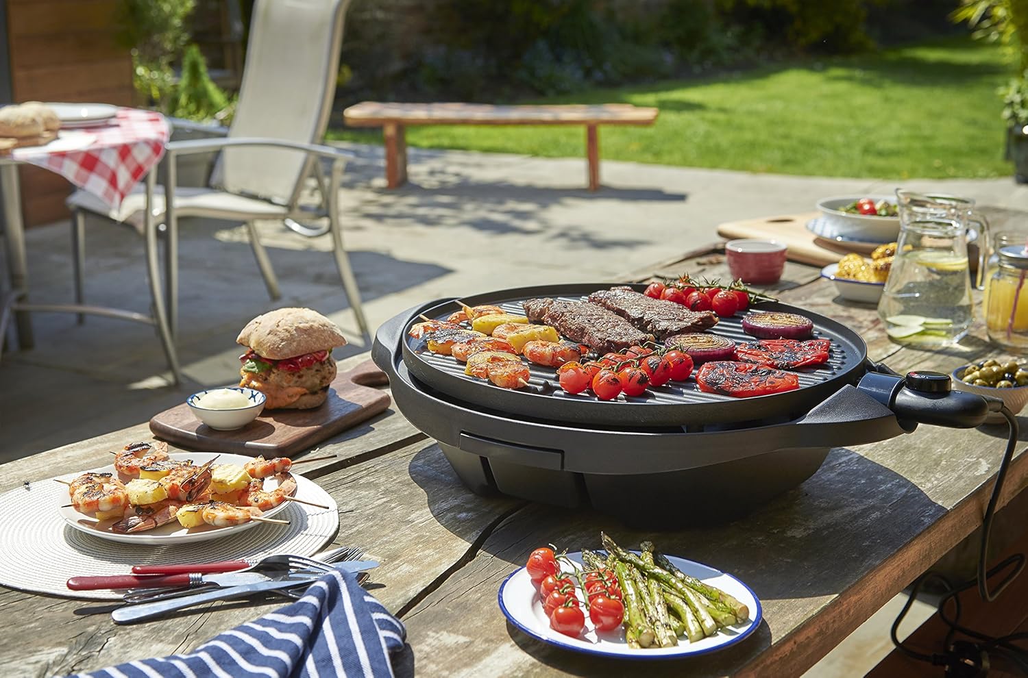 bleujardin - Barbecue 2 en 1 - 44,5cm - Électrique, grill avec bac à graisse, 2400W, 22460-56