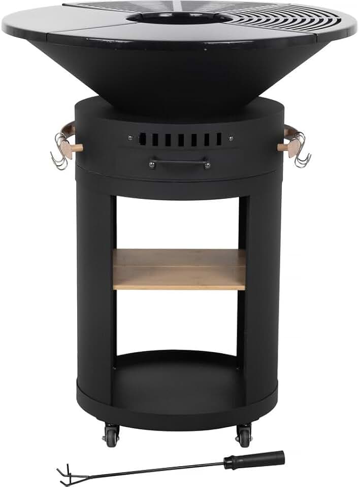 Cesar - Premium bleujardin plancha barbecue Ø81 cm - charbon/bois, noir