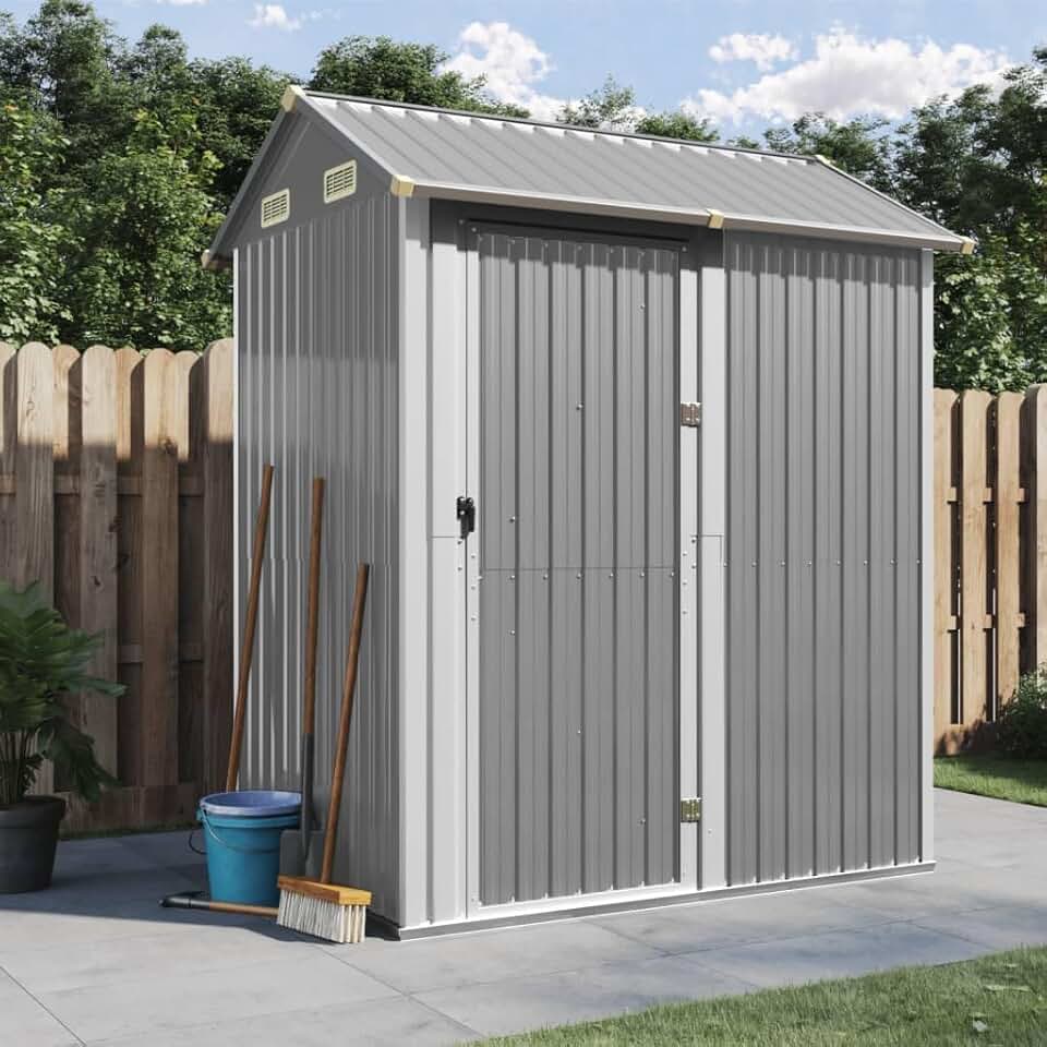 bleujardin - abri de jardin gris clair - 192x152,5x237 cm - acier galvanisé, rangement outils - bleujardin