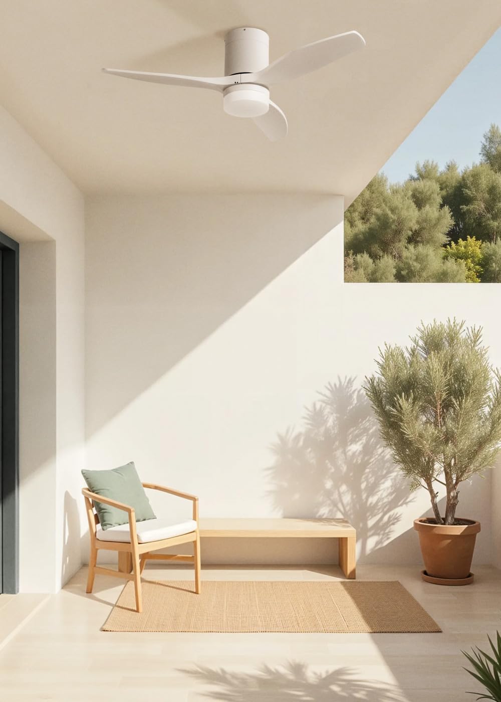 CREATE / WINDCALM S/Ventilateur de plafond ABS avec lumière blanc avec contrôleur et télécommande / 40W, Silencieux, Ø112 cm, 6 vitesses, 3 températures de lumière, minuterie, fonction été-hiver