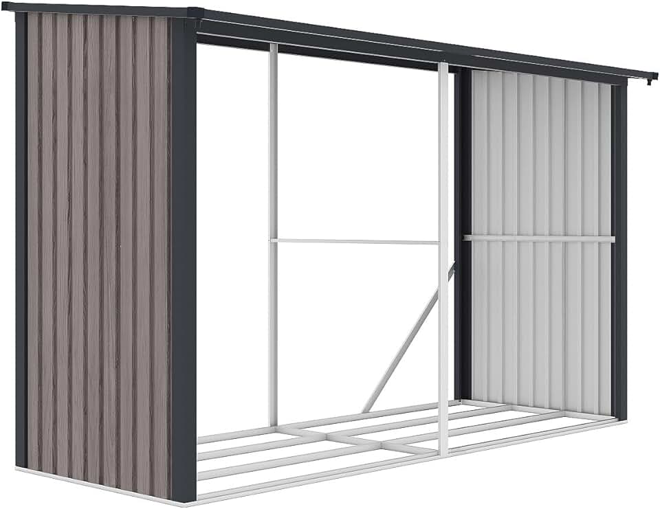 bleujardin - Abri bûches métal en acier galvanisé effet bois 5,78 m3-7 stéres - L302 x P119 x H190cm - VARWOOD
