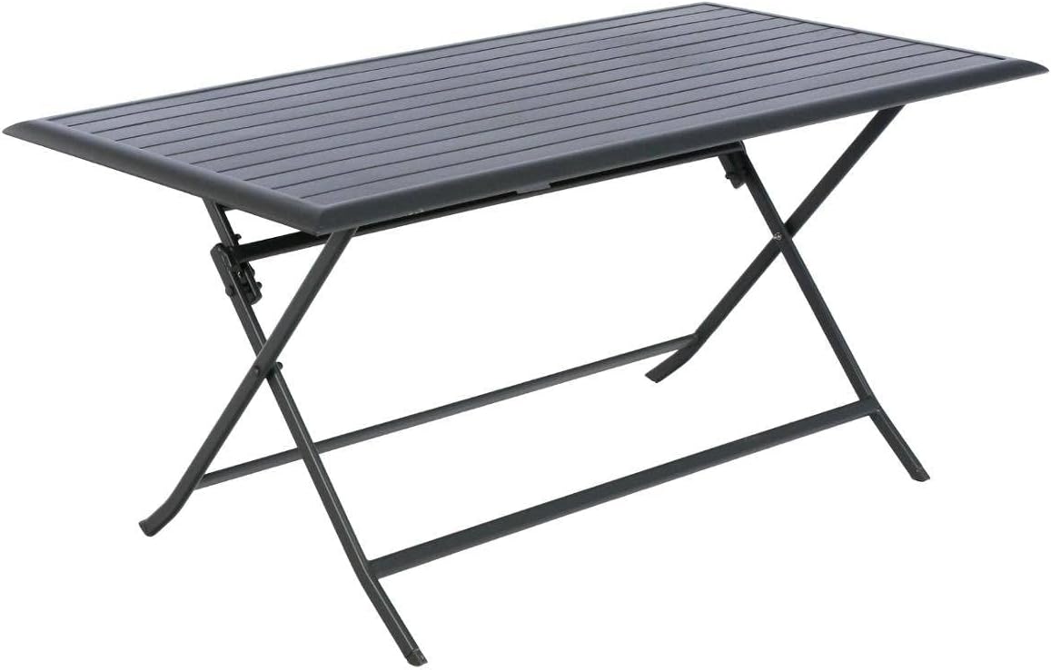 bleujardin - Azua table de jardin pliante 6 places, aluminium gris