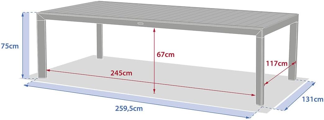 bleujardin - Evasion - table de jardin 12 places aluminium effet bois