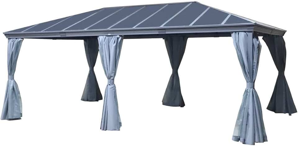 bleujardin - Pergola Belize - 3,6x6m - Aluminium et polycarbonate