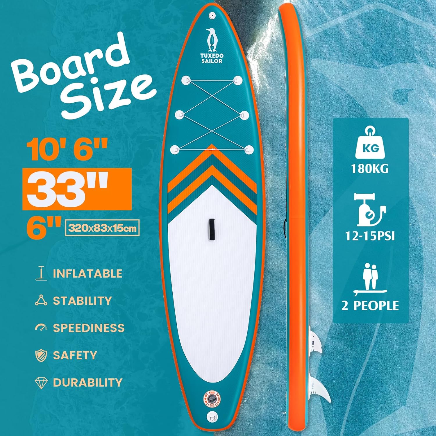 bleujardin Paddle Gonflable Adulte, Planche de Stand Up Paddle Gonflable, Sup Paddle Board Gonflable avec Accessoires Complets, Planche de Surf Paddle