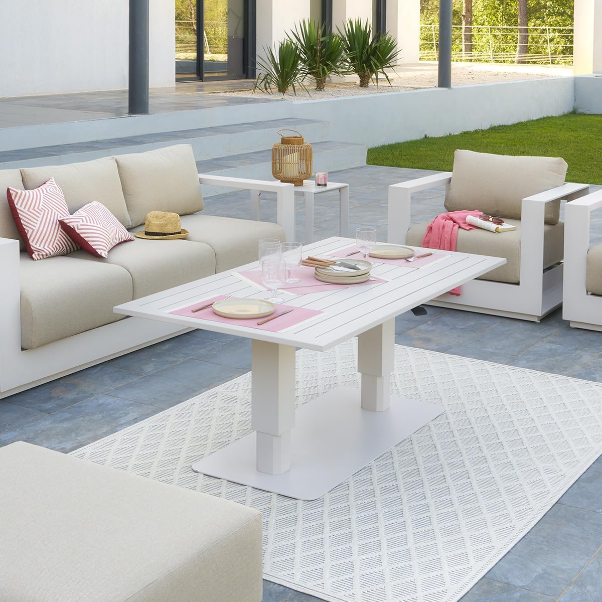 bleujardin - Salimia - 150x80 cm - table jardin relevable, alu, 6-8 pers