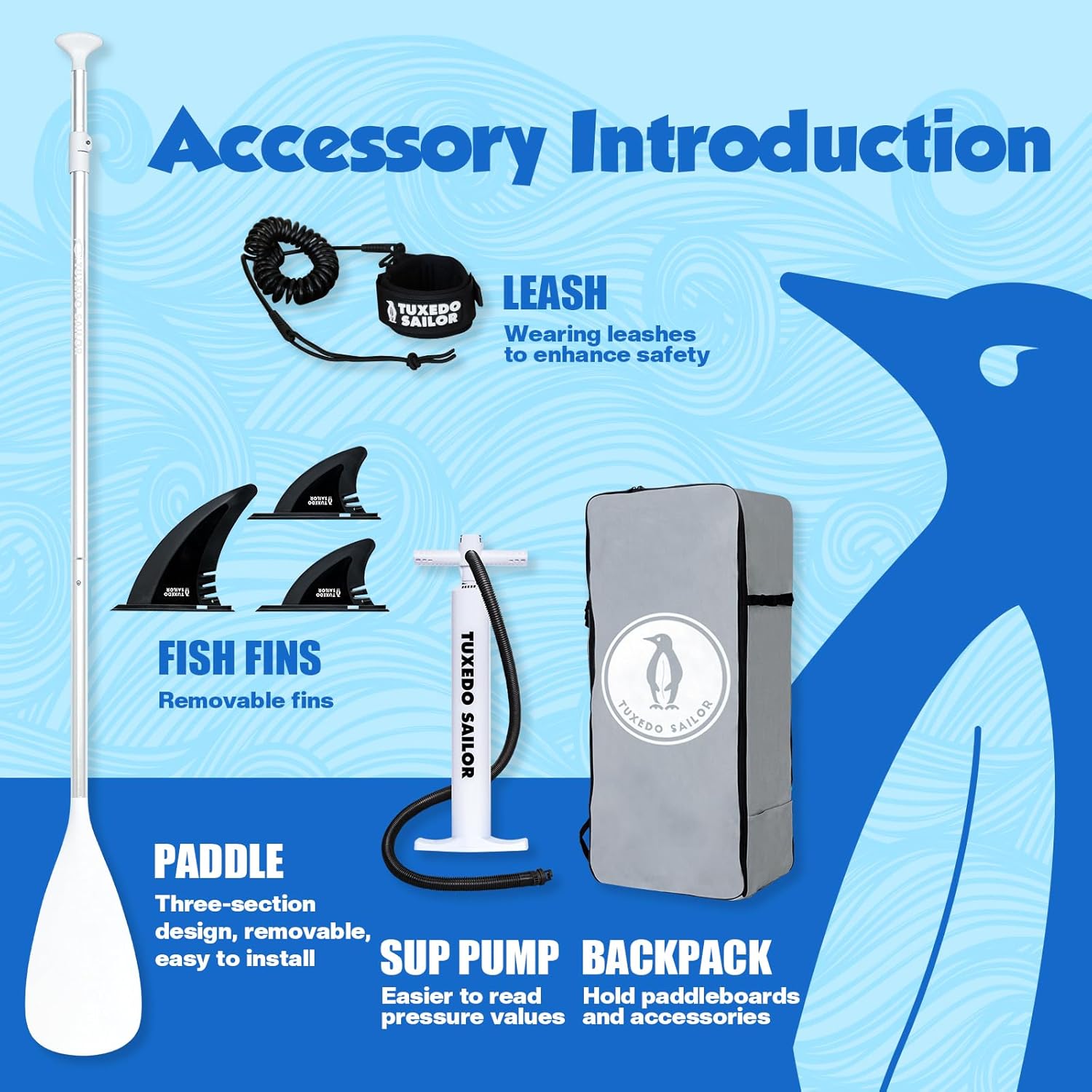 bleujardin - Paddle Gonflable Adulte - 320cm - SUP avec accessoires complets
