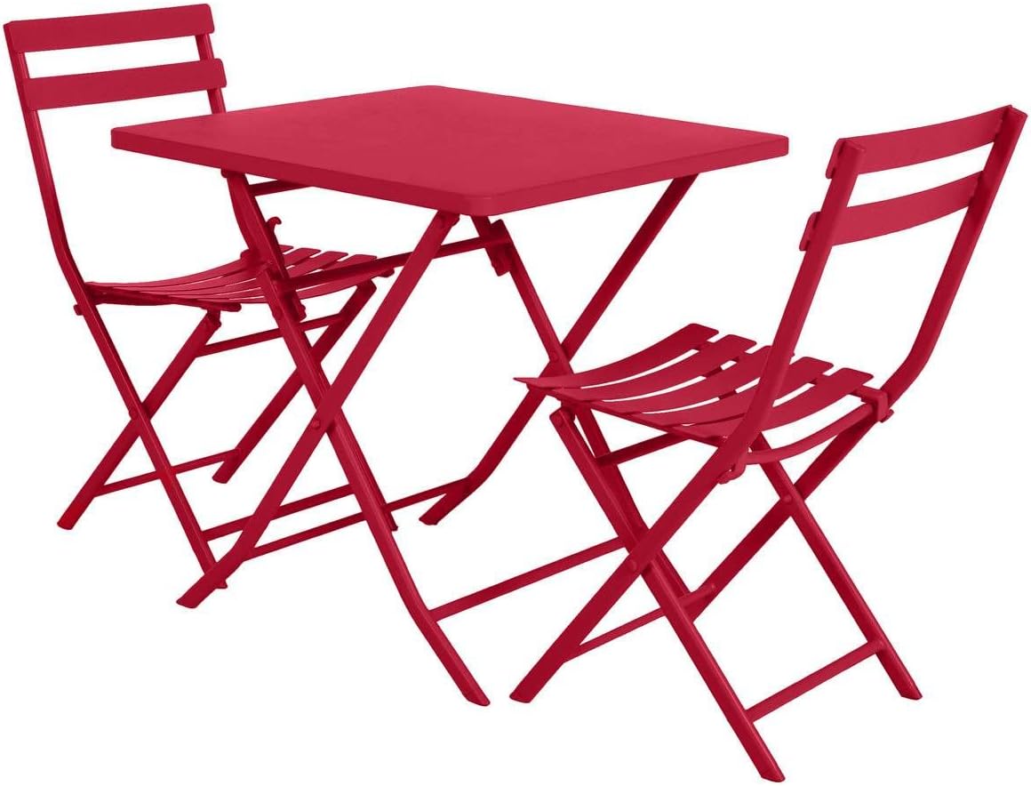 bleujardin - Greensboro - 2 places 70x70 cm - table de jardin pliante acier renforcé