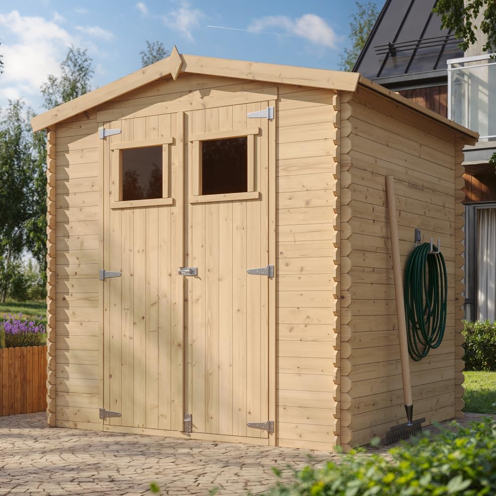 Abri de Jardin en Bois - Stockage extérieur I216xL206xH218 cm/ 3.53 m2 Petit abri à Outils, Local à vélos - bleujardin M343