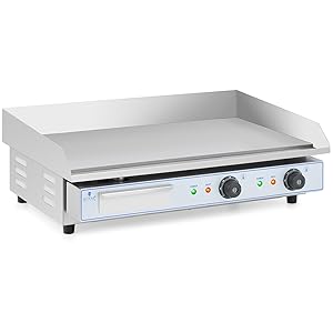 Plancha électrique professionnelle - Double - 730 x 400 mm - bleujardin - Lisse - 2 x 2,200 W
