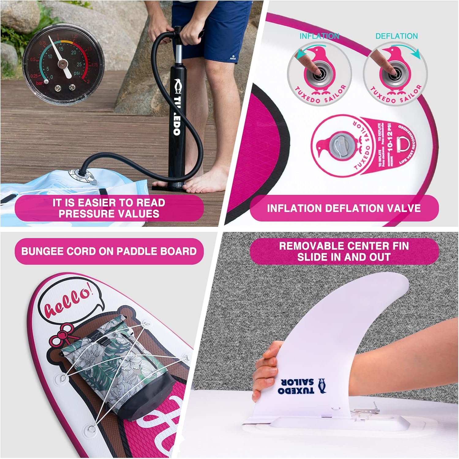 bleujardin Paddle Gonflable Adulte, Planche de Stand Up Paddle Gonflable, Sup Paddle Board Gonflable avec Accessoires Complets, Planche de Surf Paddle