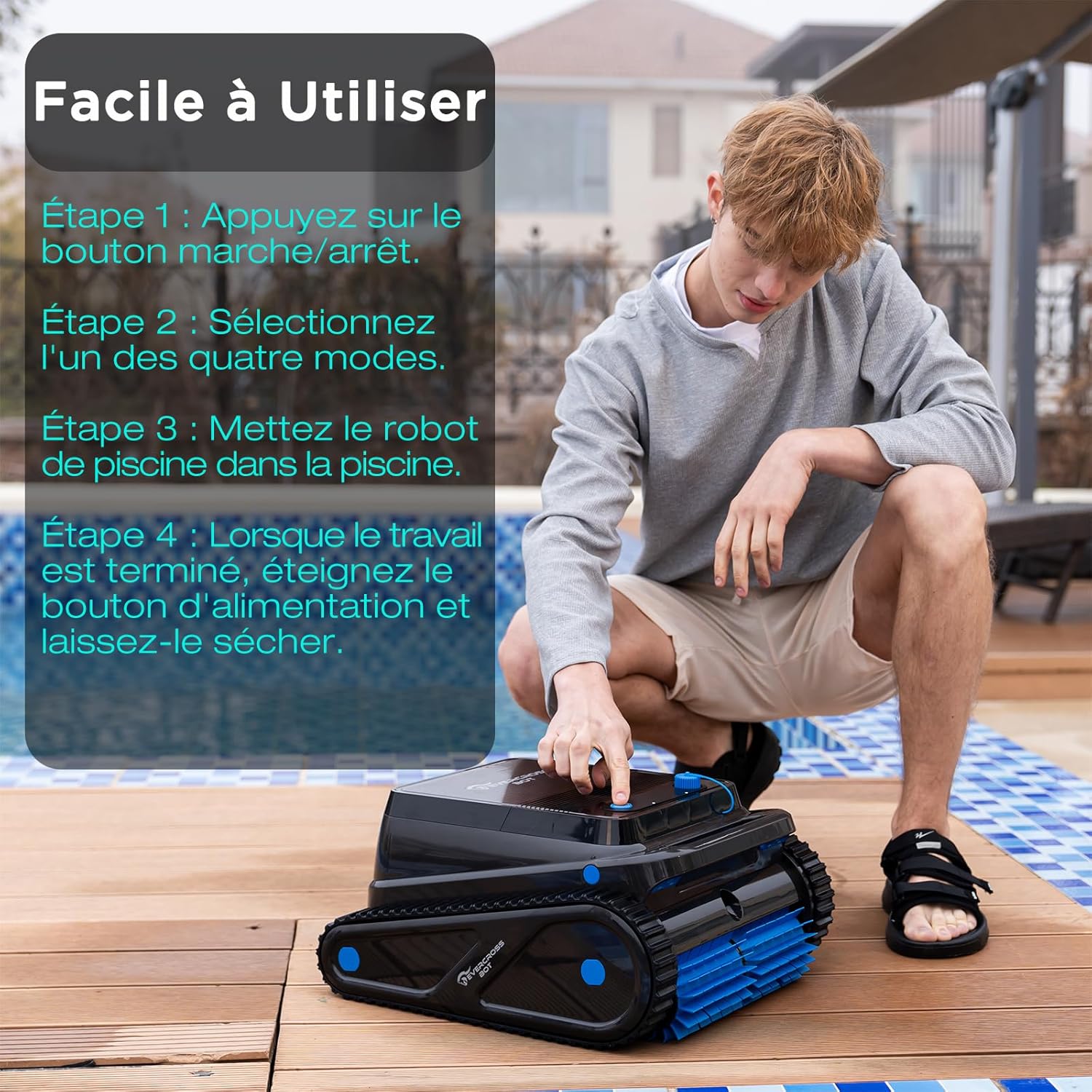 U8 Robot piscine - Sans fil, 120min, appli, 200㎡, U8