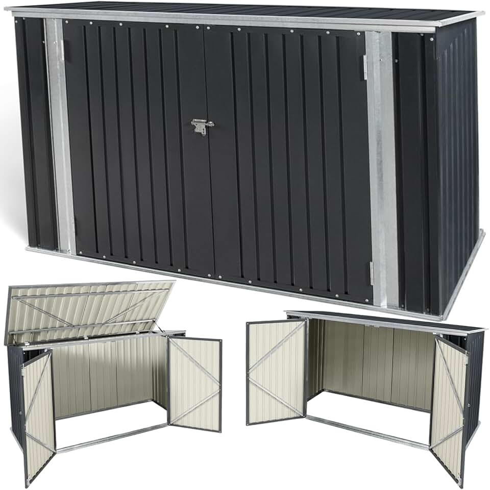 bleujardin - Abri de jardin métal 210x105x130cm - toit ouvrant, double porte, rangement vélos