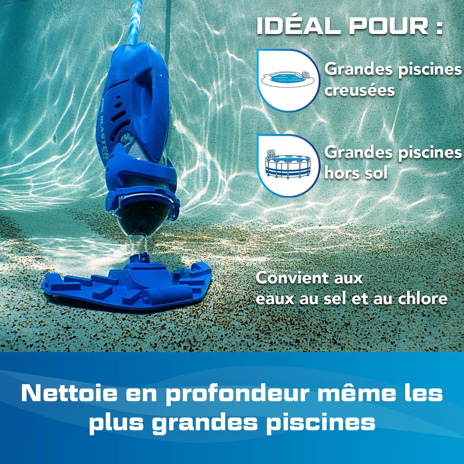 Water Tech - bleujardin Max Li - aspirateur piscine sans fil, puissance accrue, moteur P30, spa, CG