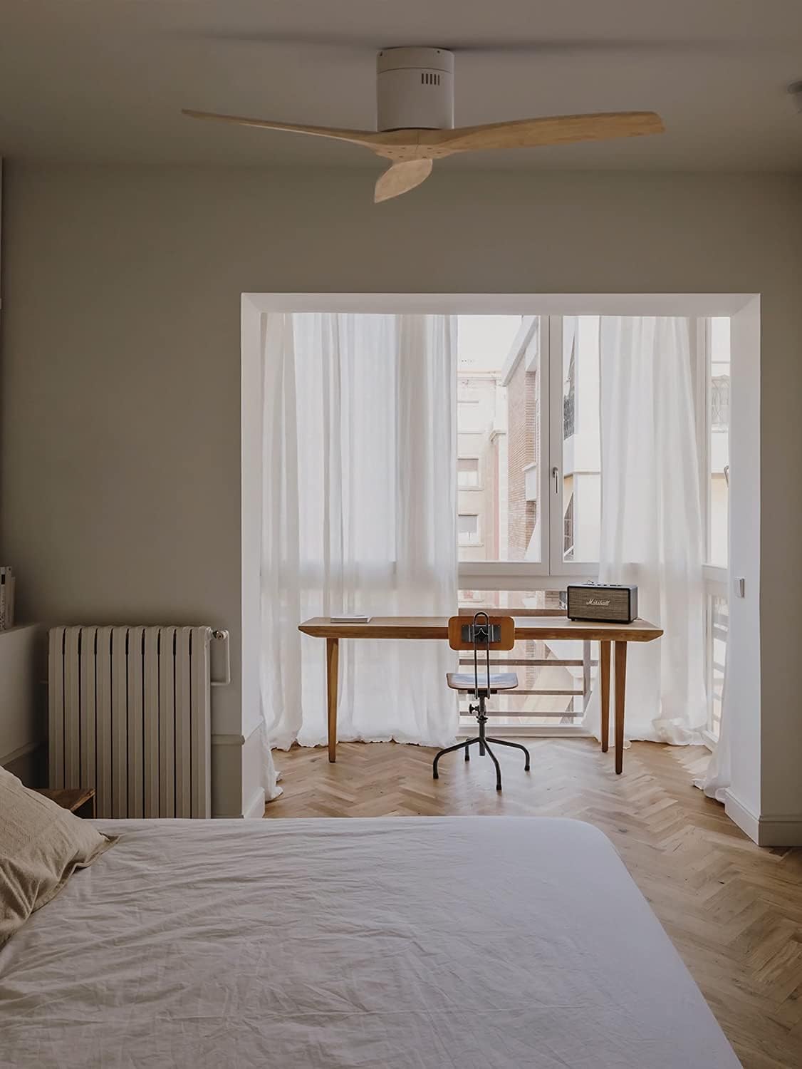 CREATE - Ventilateur plafond WINDCALM M - Ø132cm, 40W, 6 vitesses, silencieux, télécommande, été-hiver, minuterie, blanc