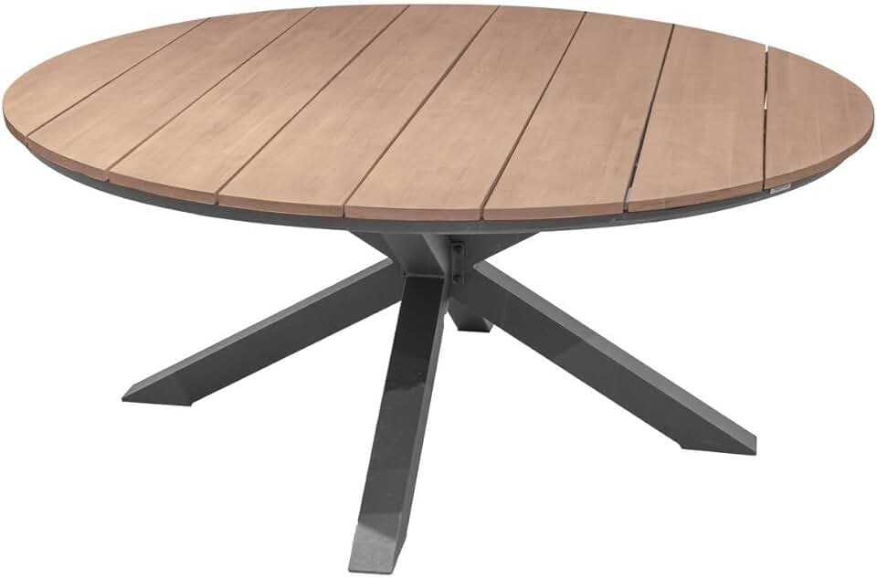 bleujardin - Oriengo table ronde 8 places - aluminium acacia - Gris Graphite